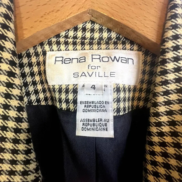 Rena Rowan for Saville Houndstooth Wool Blend Double Breasted Blazer Size 4 - Picture 7 of 10